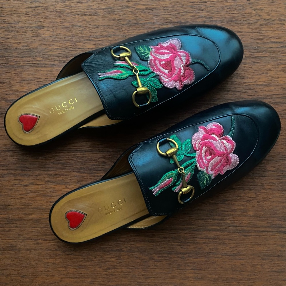 Gucci Princetown Loafer Mule with Flower Rose